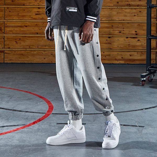 

new fog basketball pants buttoned sports pants fashion casual fitness side button beam loose tide brand sweatpants, Black