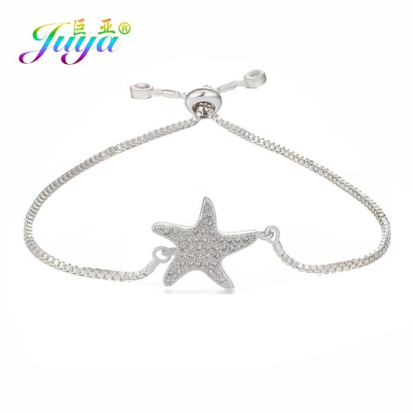 

juya women men bracelet supplies handmade hamsa animal cat star charm bracelet for diy gift jewelry adjustable chains bracelets, Golden;silver