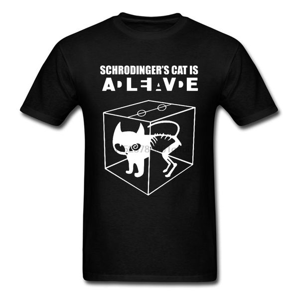 

geek мужчины футболки schrodingers cat is alive топы тис лето графический tshirt пользовательские геометрическая science elements тенниска н