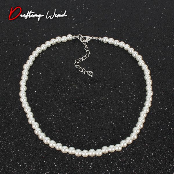 

artificial pearl necklace charms necklaces beads women chain ladies pendant girls jewelry gold color trendy korean metal collier, Silver
