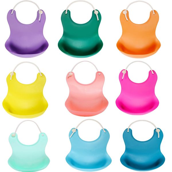 

baby bibs waterproof silicone feeding baby saliva towel newborn cartoon aprons bibs adjustable different styles of, Slivery;white