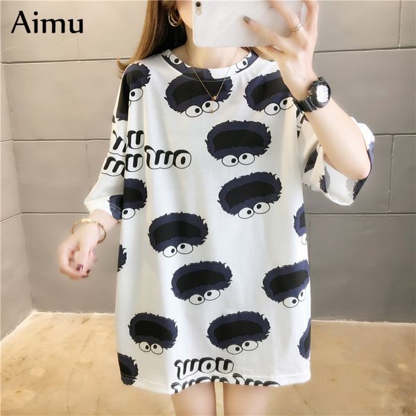 

women's t-shirt korean women funny cartoon print t shirt harajuku oversized short sleeve t-shirts casual cute girls tshirt summer white