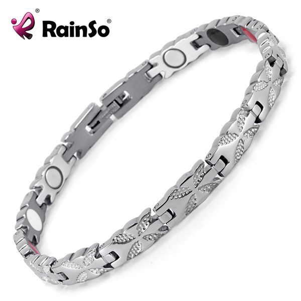

rainso women jewelry stainless steel healing magnetic bio energy bracelet for women accessory bracelets osb-1538s 2020, Black