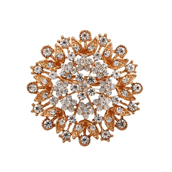 

weimanjingdian rose gold / silver color plating large crystal rhinestones flower brooch pins for women or wedding bouquets, Gray