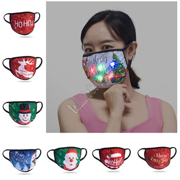 

led luminous christmas mask cartoon face masks letters santa claus elk snowman cotton masks multicolor lights up home party facemasks d91502, Silver