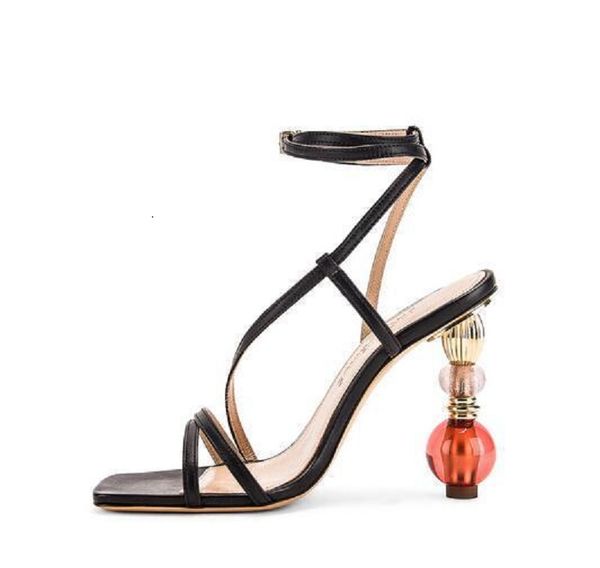 

19perfect official sandals in black genuine leather new release fashion catwalk shoes