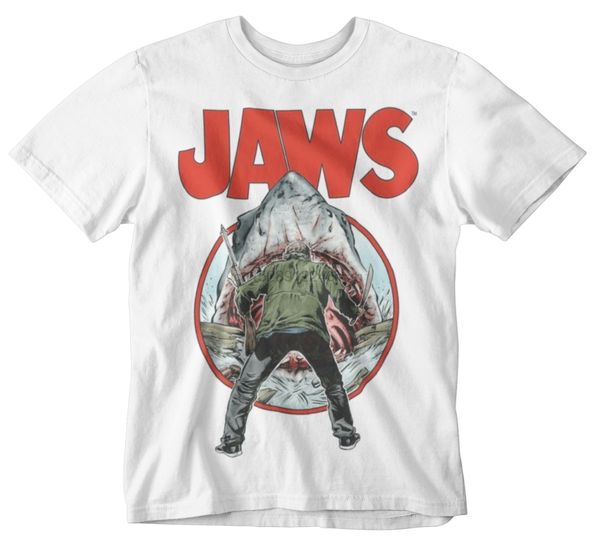 

челюсти фильм футболка sahrk культового tee 70s 80s 90s дружелюбие island