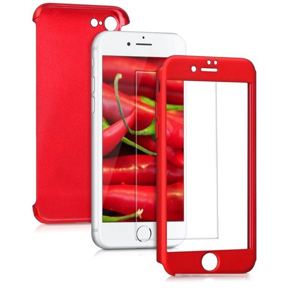 

360 degree hard phone case for iphone 7 8 shockproof protective full body case with tempered glass screen protector