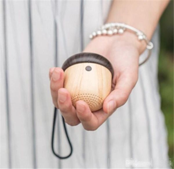 

mini wooden bluetooth portable speaker travel built-in microphone speaker nut stereo wireless speakers with mic for outdoor ing