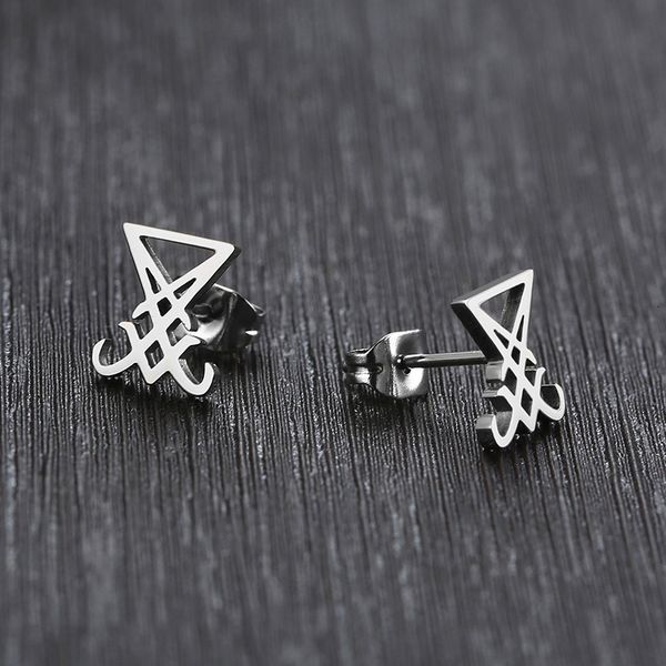 

stud sigil of lucifer earrings satanic symbol seal satan baphomet demon nu goth gothic dark occult esoteric pagan wicca, Golden;silver