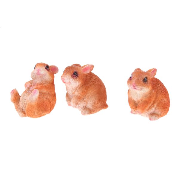 

3 pieces home garden yard rabbit figure for terrarium diy dollhouse decor xmas gift