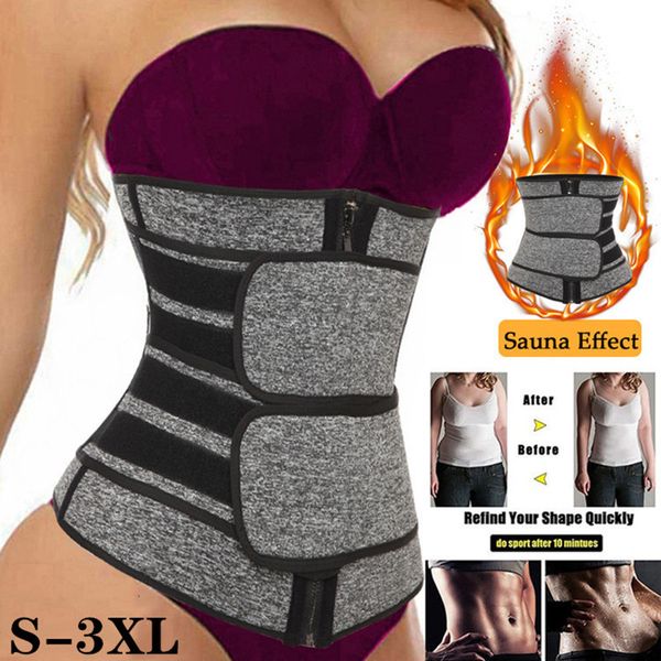 

3xl women lose weight sweat abdomen belt can be adjusted sports storm waist postpartum body shaping sealing weight battle belt, Black;gray