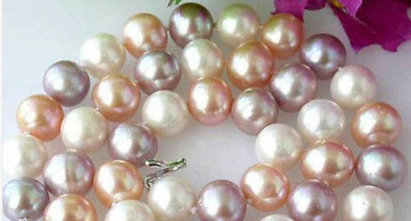 

очаровательная! природная 8-9мм multi-color культивировать жемчужное ожерелье 18" 36, Silver