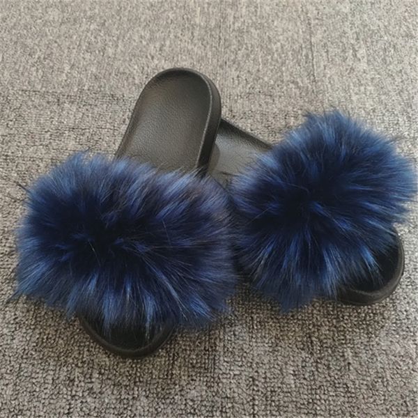 

imitation raccoon maofox fashion women casual summer slippers beach dhl, Black