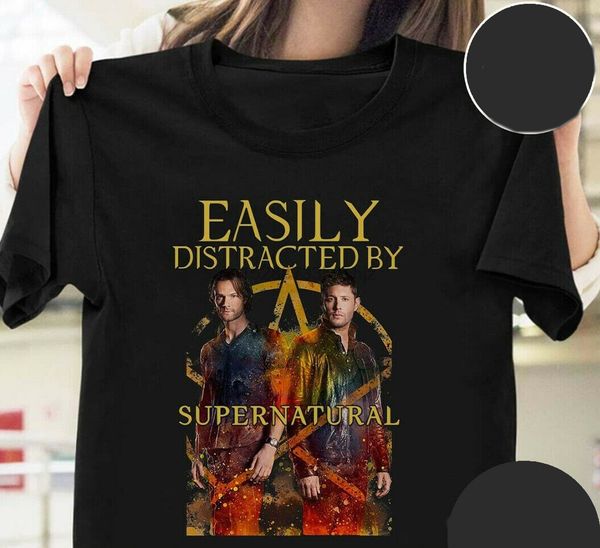 

легко отвлекается supernatural t shirt black размер s для 3xl рукава boy хлопок мужчины футболка топ tee мужчина самая лучшая продавая тенни