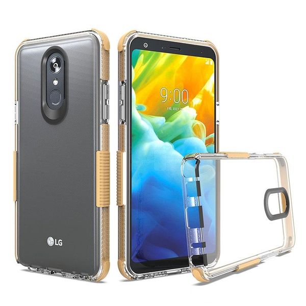 

for lg stylo 5 v50 k40 crystal clear double color tpu clear case shock absorption flexible back cover shell oppbag