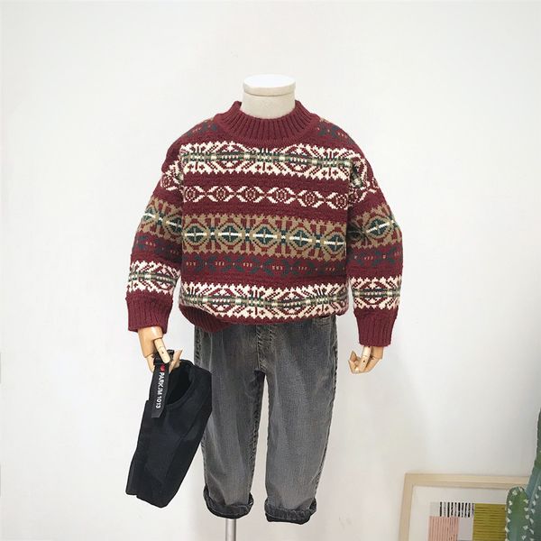 

childrenswear boy's girls thickened christmas sweater winter new style south korea children vintage jacquard sweater fashio, Blue