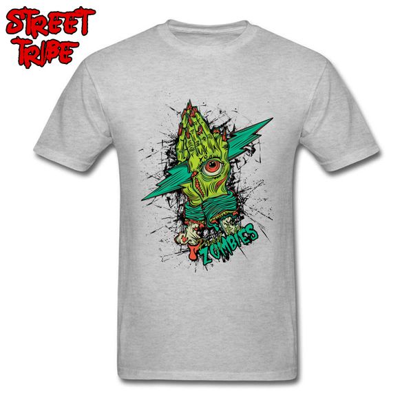 

men t-shirts pray for zombies t shirt high street cotton grey tees crazy 2018 halloween short sleeve clothing ing