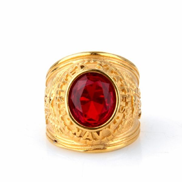 

europe and the united states stainless steel ring men's jewelry fashion titanium steel us navy soldier ring, Golden;silver