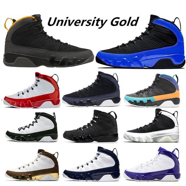 

discount university gold 9 9s racer blue chameleon men basketball shoes gym red bred space jam anthracite men trainers zapatos sneakers, White;red