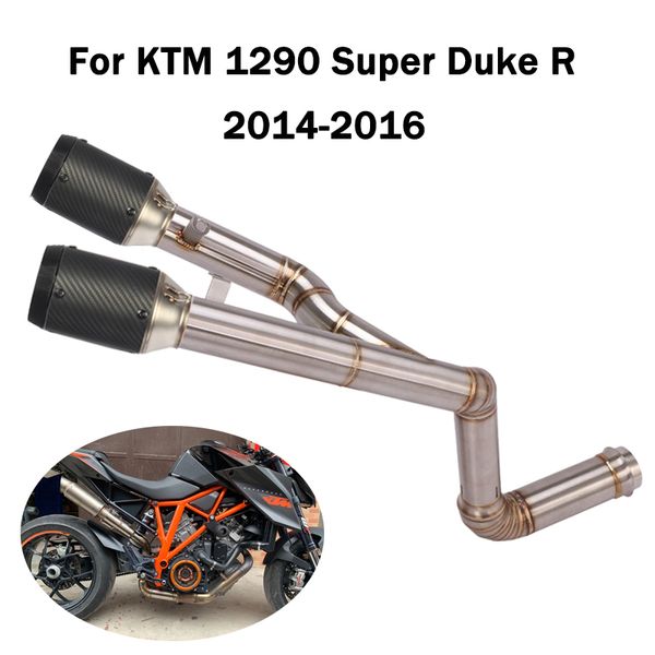 

for 2014-2020 1290 super duke r dual-outlet mid link pipe connect tube slip on 51mm short muffler end tips motorcycle