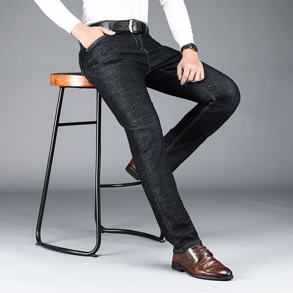 

2020 autumn men's jeans stretch slim straight fashion business classic and casual plus size trousers, Blue