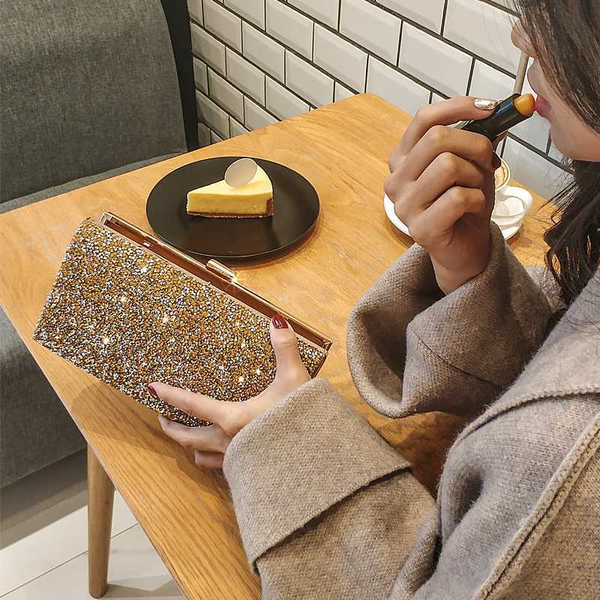 

new women's fashion pu/leather formal event/party wedding evening bag/handbag/clutch with diamonds black gold silver