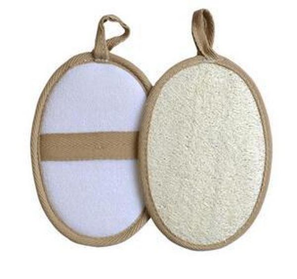 

natural loofah pad with terry cloth shower scrub exfoliating back loofah sponge remove the dead skin 11x16cm