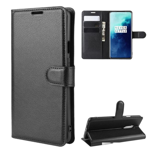 

phone leather cases lychee wallet pu capa stand case for oneplus 8 7 7t 6 pro