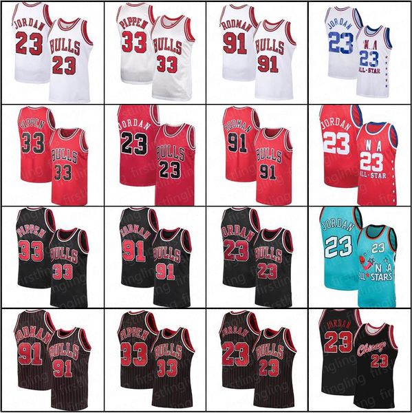 

chicago 23 michael 33 scottie pippen 91 dennis rodman 34 carter jr. zach 8 lavine bull jersey mj basketball north carolina men, Black;red