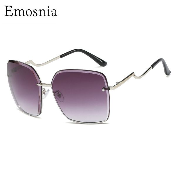 

sunglasses emosnia 2021 fashion square rimless men women chic oversized sun glasses vacation big shades oculos uv400, White;black