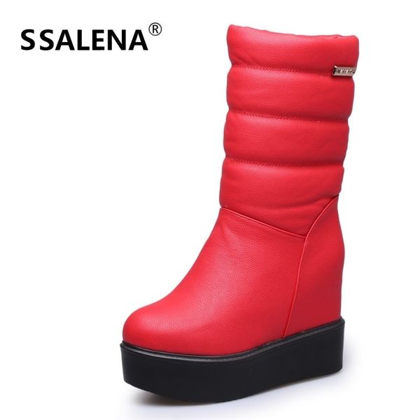 

женщины клинья снега сапоги женщины hight сапоги толстая корочка повышена в сноу женский зимнем большой размер eu34-eu42 b2646, Black