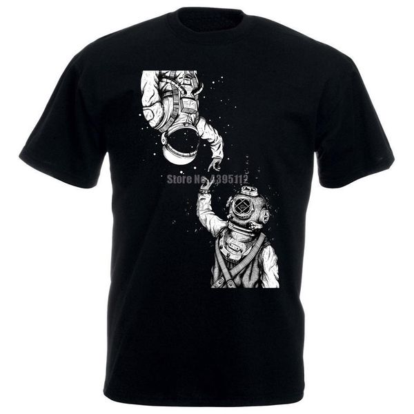 

печать tee мужчины с коротким рукавом одежда противоположности astronaut space deep sea diver graphic t shirt 031580