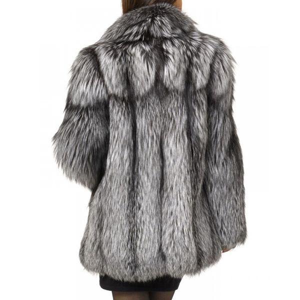 

women's fur & faux autumn winter women fashion all-match warm hairy lapel collar coat, Black
