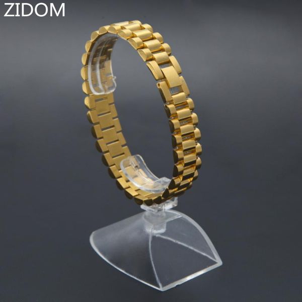 

link, chain 316l stainless steel men hip hop gold color link bracelet 22.5cm long fashion watch band for hiphop jewelry watchband, Black