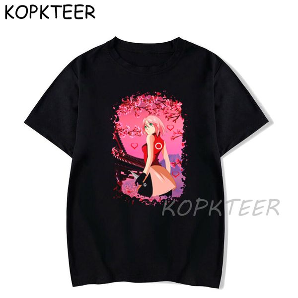 

naruto women men t-shirt aesthetics sakura japanese anime graphic short sleeve cotton black t shirts female camisetas 2020