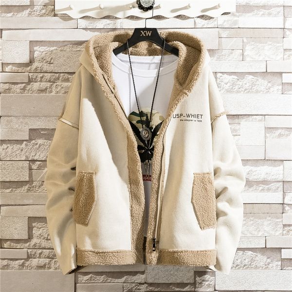

fleece new thick warm zipper coat sportwear male streetwear winter jacket men, Black;brown