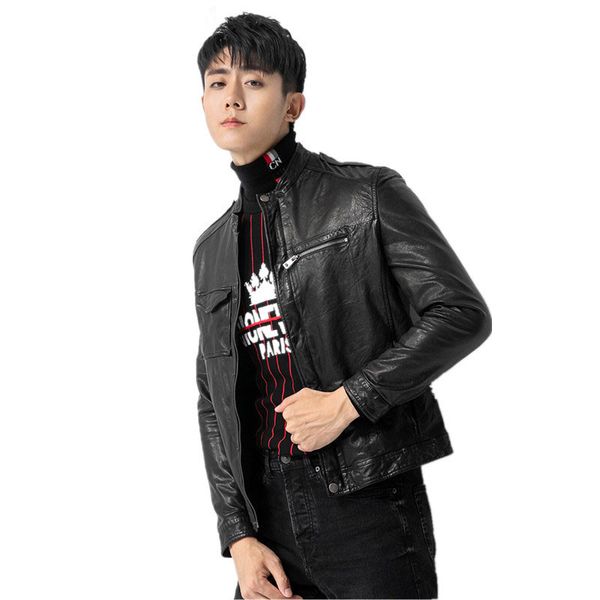 

genuine leather jacket autumn winter jacket men sheepskin coat streetwear mens jackets and coats jby1808 my1231, Black