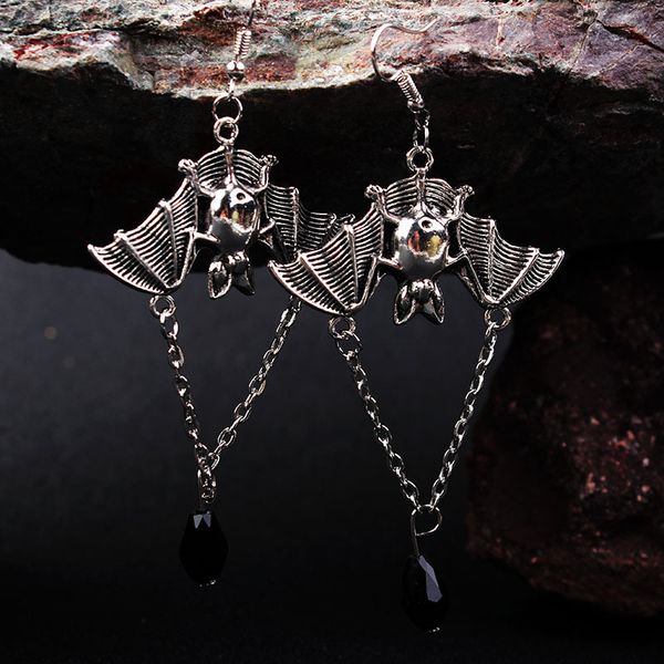 

christmas halloween gift punk steamed pentagram bat dangle earrings fashion jewelry accessories earrings for women mujer 2020, Silver