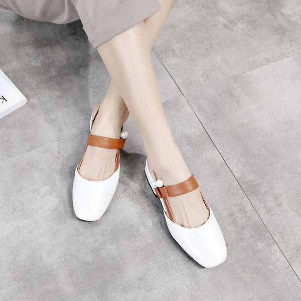 

dress shoes oversized  11 12 high heels sandals women woman summer ladies square head and rear strap pearl with thick, Black