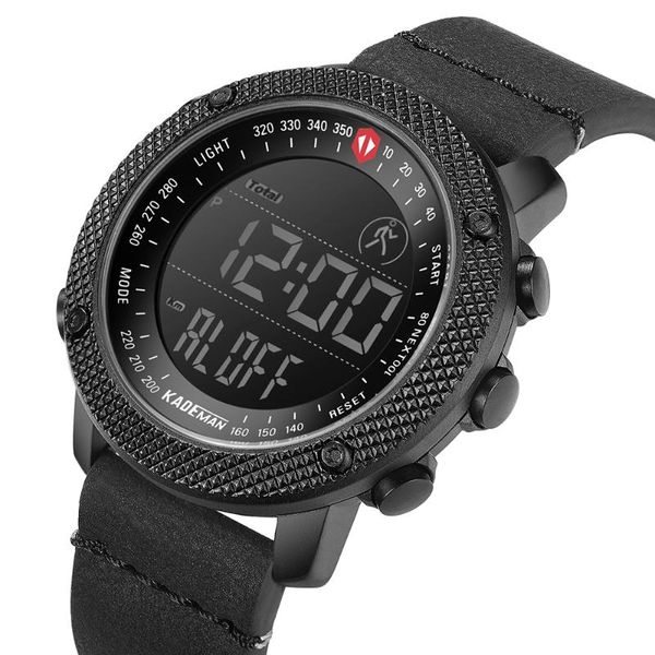 

kademan men's sport watches 2020 fashion digital wrist watches led chronograph date leather strap waterproof relogio masculino, Slivery;brown