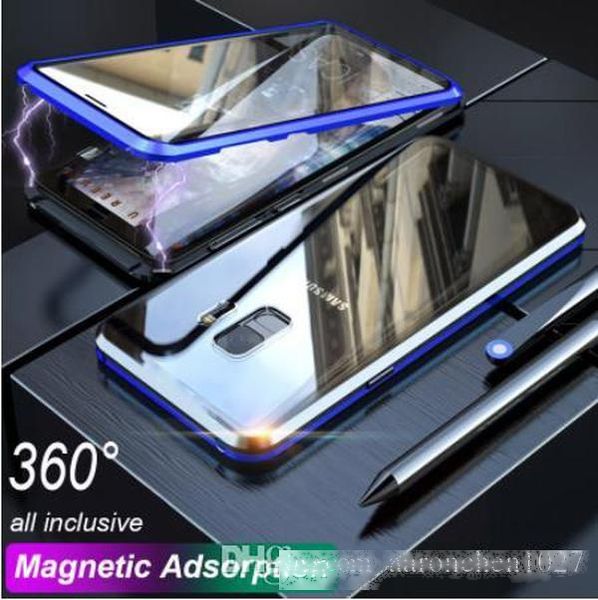 

360 magnetic adsorption phone case for samsung s10 plus s10e double tempered glass back cover case for galaxy s8 s9 plus note 8 9 a50 a60