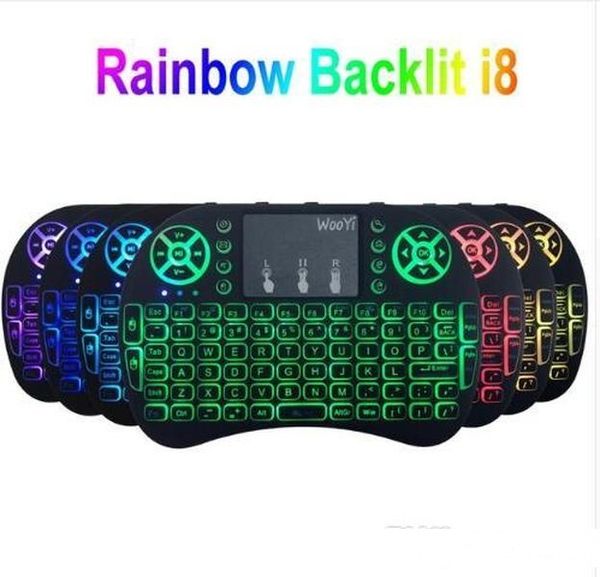 

rii i8 backlit remote air mouse mini keyboard with touchpad backlight wireless control for android smart tv box mxq m8s x96 t95 x92 htpc ps3