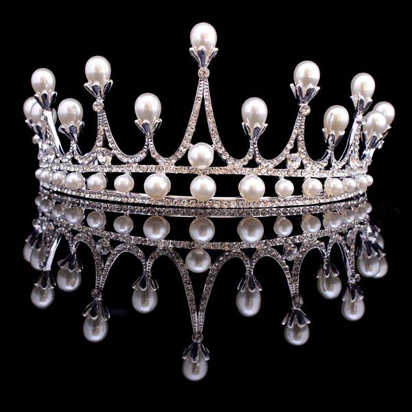 

hair clips & barrettes pearls bridal tiaras crowns crystal rhinestone headdress pageant wedding bride accessories headpiece tiara, Golden;silver