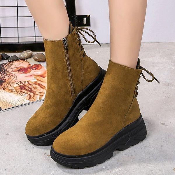 

pu leather women's ankle boots women autumn winter cross strappy vintage women punk boots woman botas mujer flat ladies shoes, Black