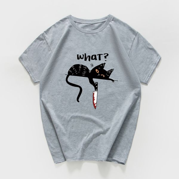 

cat what graphic novelty funnt t shirt men cat knife cotton streetwear summet tee men vintage tshirt harajuku men clothing