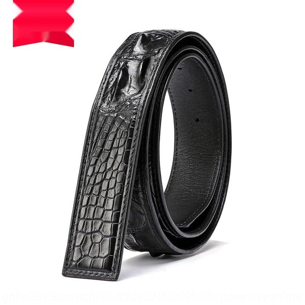 

thailand thai crocodile belt leather men's smoothno stitching crocodile bone leather belt for men acaya, Black;brown