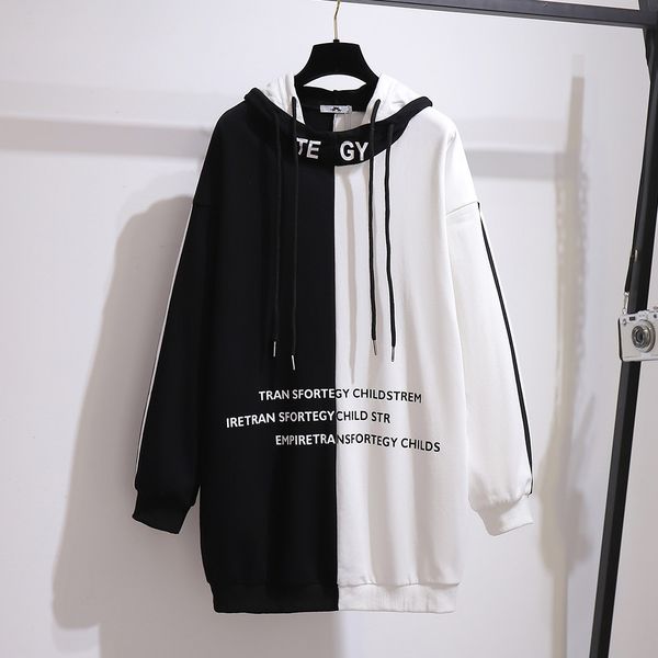 

fashion women's autumn new women's oversize hooded color matching sweater slimming leggings fashion casual suit size 2xl-6xl, White
