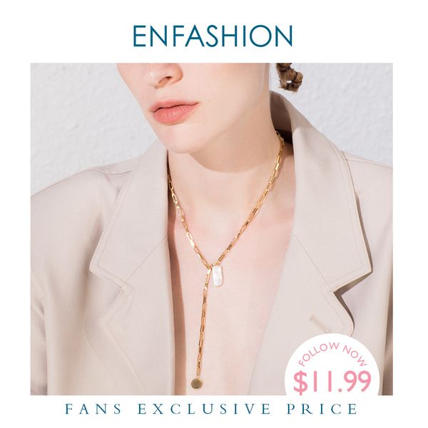 

enfashion boho conch chain necklace women gold color stainless steel natural mother of pearl necklaces fashion jewelry p193032 mx200810, Silver