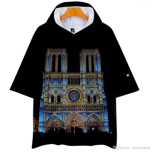 

tshirts summer fashion 3d printed short sleeved tees notre dame de paris men women, White;black